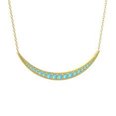 Akuamarin 925 ayar altın kaplama gümüş kolye (40 cm gümüş rolo zincir)