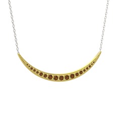 Lali Ay Kolye - Dumanlı kuvars 18 ayar altın kolye (40 cm beyaz altın rolo zincir) #1h4qeko