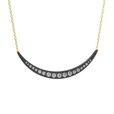 Lali Ay Kolye - Swarovski 925 ayar siyah rodyum kaplama gümüş kolye (40 cm altın rolo zincir) #1juxwj