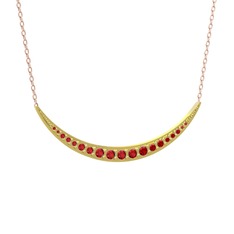 Lali Ay Kolye - Garnet 8 ayar altın kolye (40 cm rose altın rolo zincir) #1m7od5t