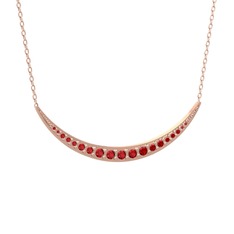 Lali Ay Kolye - Garnet 8 ayar rose altın kolye (40 cm rose altın rolo zincir) #1mg42hn