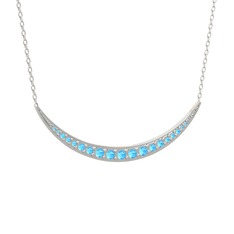 Lali Ay Kolye - Akuamarin 18 ayar beyaz altın kolye (40 cm beyaz altın rolo zincir) #1mi6gd3