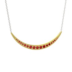 Lali Ay Kolye - Garnet 925 ayar altın kaplama gümüş kolye (40 cm beyaz altın rolo zincir) #1mr3dgl