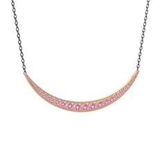 Pembe kuvars 18 ayar rose altın kolye (40 cm gümüş rolo zincir)