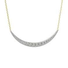 Lali Ay Kolye - Beyaz zirkon 925 ayar gümüş kolye (40 cm altın rolo zincir) #1n72x5r