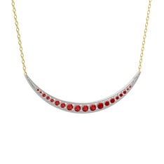 Garnet 8 ayar beyaz altın kolye (40 cm gümüş rolo zincir)