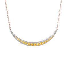 Sitrin 14 ayar beyaz altın kolye (40 cm rose altın rolo zincir)