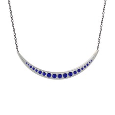 Lali Ay Kolye - Lab safir 14 ayar beyaz altın kolye (40 cm gümüş rolo zincir) #1pa9jfm