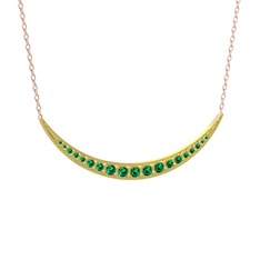 Lali Ay Kolye - Yeşil kuvars 925 ayar altın kaplama gümüş kolye (40 cm rose altın rolo zincir) #1pywex5