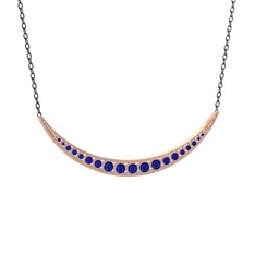 Lali Ay Kolye - Lab safir 8 ayar rose altın kolye (40 cm gümüş rolo zincir) #1r1w9hv