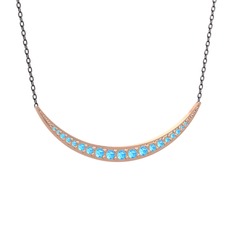 Lali Ay Kolye - Akuamarin 8 ayar rose altın kolye (40 cm gümüş rolo zincir) #1rjj47j