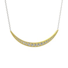 Lali Ay Kolye - Pırlanta 925 ayar altın kaplama gümüş kolye (1.14 karat, 40 cm beyaz altın rolo zincir) #1ruoq6m