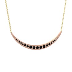 Siyah zirkon 18 ayar rose altın kolye (40 cm altın rolo zincir)