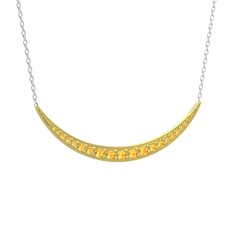 Sitrin 18 ayar altın kolye (40 cm beyaz altın rolo zincir)