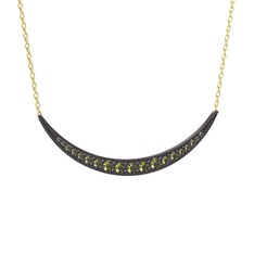 Lali Ay Kolye - Peridot 925 ayar siyah rodyum kaplama gümüş kolye (40 cm altın rolo zincir) #1tqv8k6