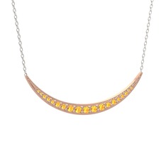 Sitrin 925 ayar rose altın kaplama gümüş kolye (40 cm beyaz altın rolo zincir)