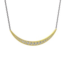 Pırlanta 925 ayar altın kaplama gümüş kolye (1.14 karat, 40 cm gümüş rolo zincir)