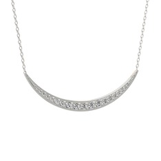 Lali Ay Kolye - Pırlanta 925 ayar gümüş kolye (1.14 karat, 40 cm beyaz altın rolo zincir) #1ugkbhx