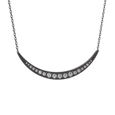 Lali Ay Kolye - Swarovski 925 ayar siyah rodyum kaplama gümüş kolye (40 cm gümüş rolo zincir) #1uj6q3x