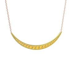 Lali Ay Kolye - Sitrin 8 ayar altın kolye (40 cm rose altın rolo zincir) #1vct4gm