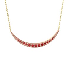 Lali Ay Kolye - Garnet 14 ayar rose altın kolye (40 cm altın rolo zincir) #1wlnuo0