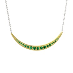 Lali Ay Kolye - Yeşil kuvars 8 ayar altın kolye (40 cm beyaz altın rolo zincir) #1wz7tju