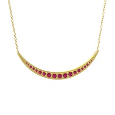 Rodolit garnet 925 ayar altın kaplama gümüş kolye (40 cm altın rolo zincir)