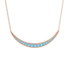 Akuamarin 925 ayar rose altın kaplama gümüş kolye (40 cm gümüş rolo zincir)