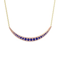 Lab safir 14 ayar rose altın kolye (40 cm altın rolo zincir)