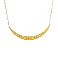 Lali Ay Kolye - Sitrin 18 ayar altın kolye (40 cm gümüş rolo zincir) #1yn2tik