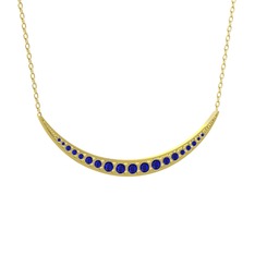 Lab safir 18 ayar altın kolye (40 cm altın rolo zincir)