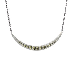 Lali Ay Kolye - Peridot 8 ayar beyaz altın kolye (40 cm gümüş rolo zincir) #5ioflj