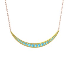 Lali Ay Kolye - Akuamarin 14 ayar altın kolye (40 cm rose altın rolo zincir) #5q5ucu