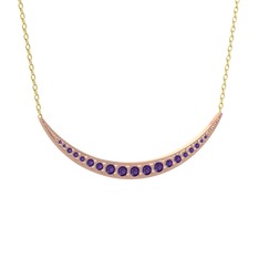 Ametist 14 ayar rose altın kolye (40 cm gümüş rolo zincir)