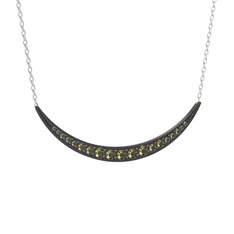 Lali Ay Kolye - Peridot 925 ayar siyah rodyum kaplama gümüş kolye (40 cm beyaz altın rolo zincir) #6m1kgx