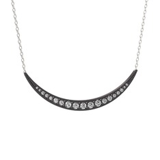 Lali Ay Kolye - Pırlanta 925 ayar siyah rodyum kaplama gümüş kolye (1.14 karat, 40 cm beyaz altın rolo zincir) #76tfiz