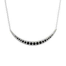 Lali Ay Kolye - Siyah zirkon 925 ayar gümüş kolye (40 cm beyaz altın rolo zincir) #7ejja0