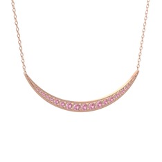 Lali Ay Kolye - Pembe kuvars 8 ayar rose altın kolye (40 cm rose altın rolo zincir) #8edmg6