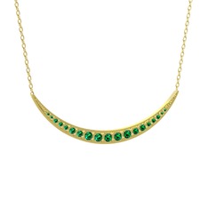 Lali Ay Kolye - Yeşil kuvars 18 ayar altın kolye (40 cm altın rolo zincir) #915g7c