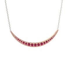 Lali Ay Kolye - Rodolit garnet 925 ayar rose altın kaplama gümüş kolye (40 cm beyaz altın rolo zincir) #9k3k3w