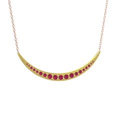 Lali Ay Kolye - Rodolit garnet 18 ayar altın kolye (40 cm rose altın rolo zincir) #9zypp7