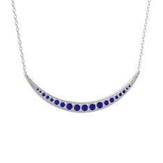 Lab safir 18 ayar beyaz altın kolye (40 cm beyaz altın rolo zincir)