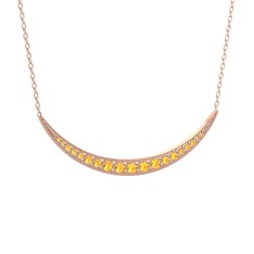 Lali Ay Kolye - Sitrin 14 ayar rose altın kolye (40 cm rose altın rolo zincir) #bnm5m8