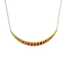 Lali Ay Kolye - Garnet 925 ayar altın kaplama gümüş kolye (40 cm rose altın rolo zincir) #d8ex9l