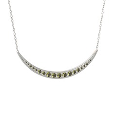 Peridot 8 ayar beyaz altın kolye (40 cm beyaz altın rolo zincir)