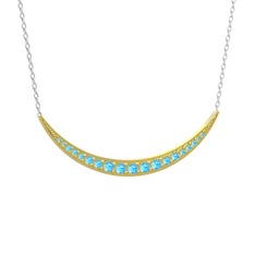 Lali Ay Kolye - Akuamarin 18 ayar altın kolye (40 cm beyaz altın rolo zincir) #dthlsu