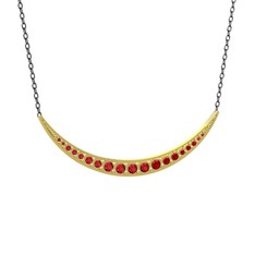 Lali Ay Kolye - Garnet 14 ayar altın kolye (40 cm gümüş rolo zincir) #dye42m