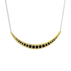 Lali Ay Kolye - Siyah zirkon 14 ayar altın kolye (40 cm beyaz altın rolo zincir) #ecpif9