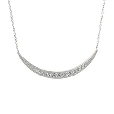 Lali Ay Kolye - Beyaz zirkon 18 ayar beyaz altın kolye (40 cm beyaz altın rolo zincir) #fg3lhp