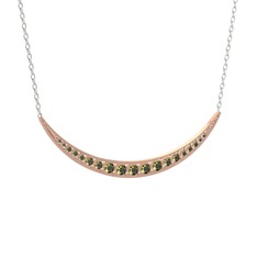 Peridot 14 ayar rose altın kolye (40 cm beyaz altın rolo zincir)